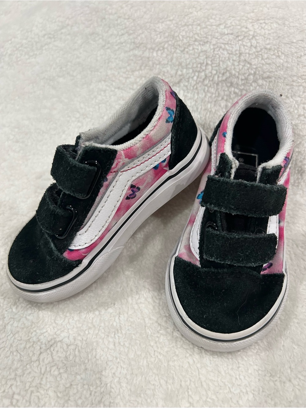 Vans Toddler Old Skool V Shoes butterfly dream print pink white size 5.5 girls